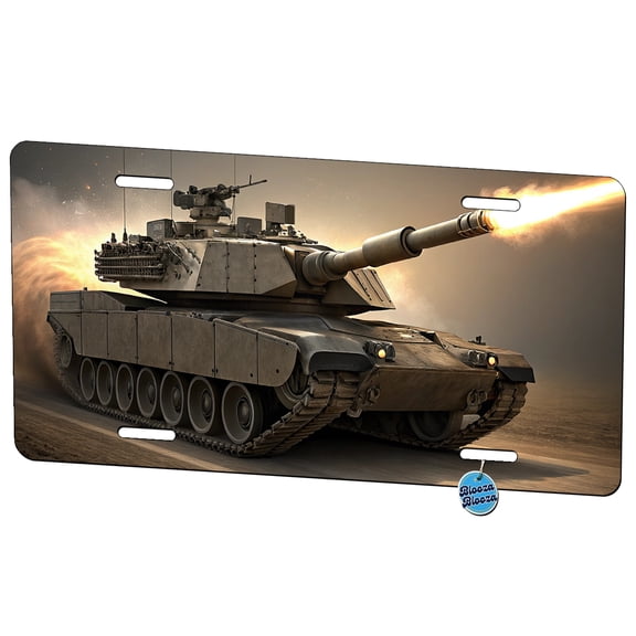 M1 Abrams Tank Firing Main Weapon Metal Novelty License Plate