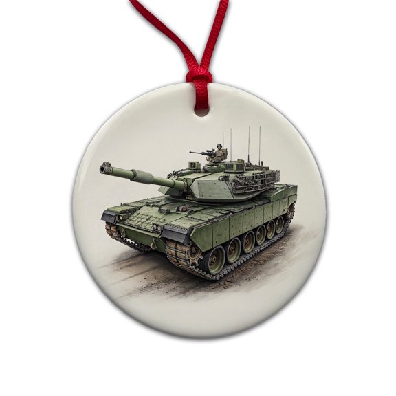 M1 Abrams US Main Battle Tank Christmas Tree Holiday Round Ceramic Ornament