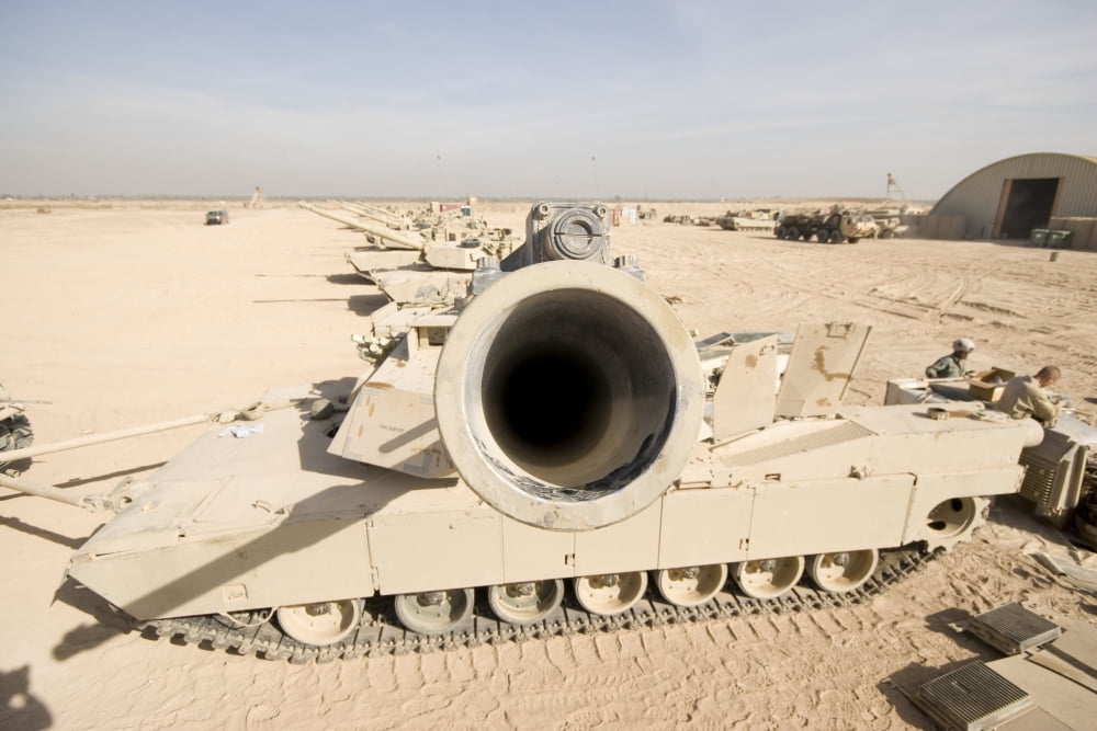 M1 Abrams tank at Camp Warhorse Canvas Art - Terry MooreStocktrek Images (18 x 12)