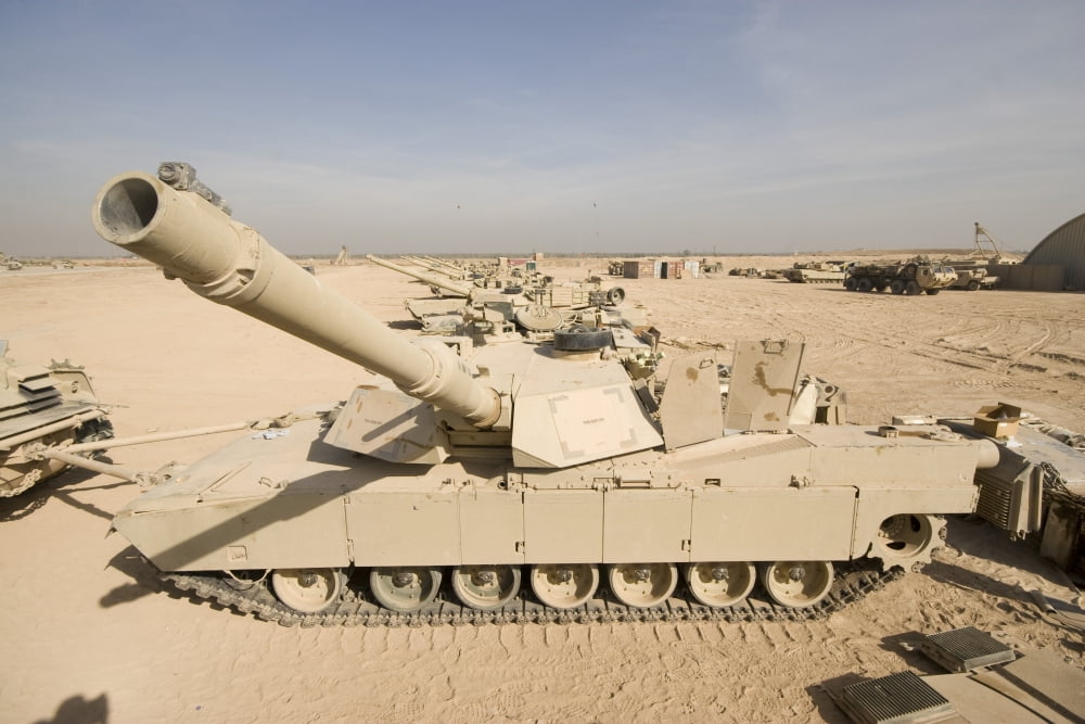 M1 Abrams tank at Camp Warhorse Canvas Art - Terry MooreStocktrek Images (18 x 12)