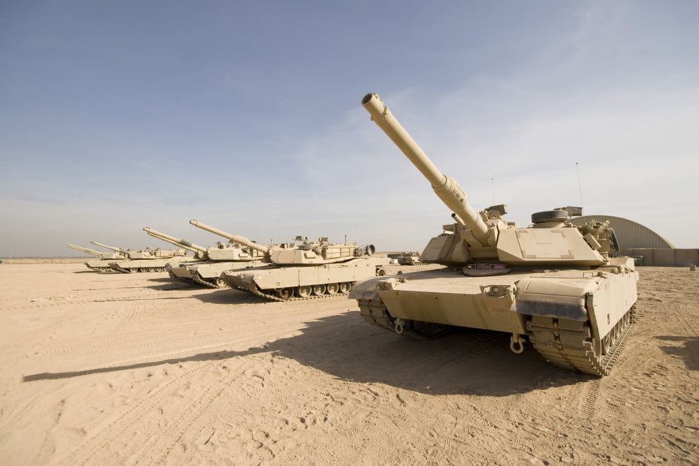M1 Abrams tank at Camp Warhorse Canvas Art - Terry MooreStocktrek Images (18 x 12)