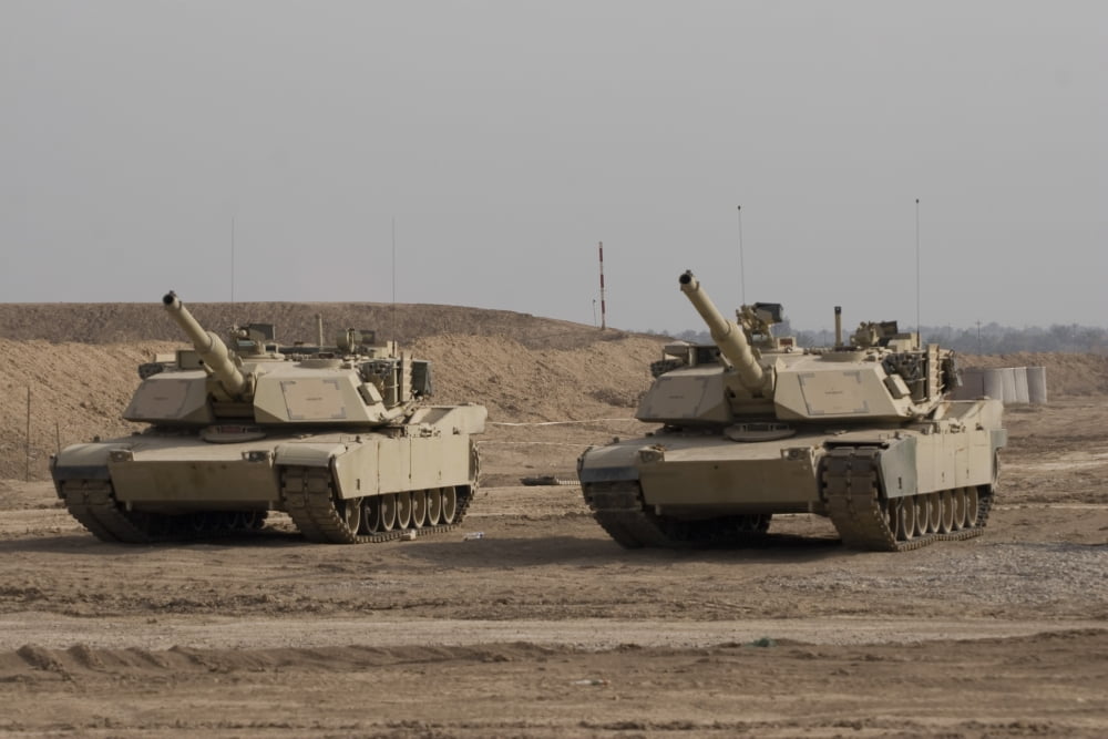 M1 Abrams tank at Camp Warhorse Canvas Art - Terry MooreStocktrek Images (35 x 23)