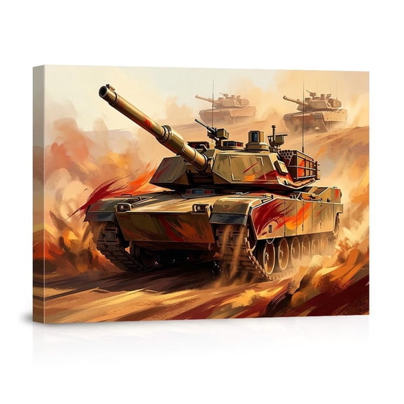 M1 Battle Tank Desert Convoy Military Armor Combat For Living Room Man Cave Office Canvas