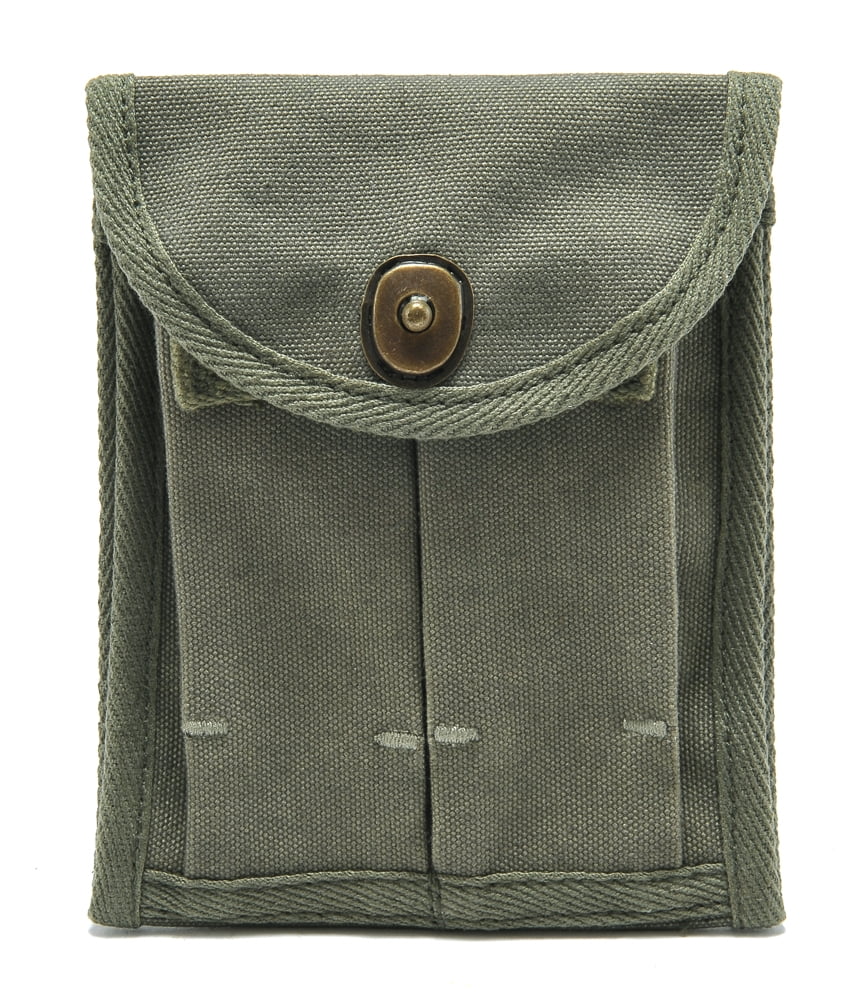 WW2 Rigger Made M1911 .45 Magazine Pouch - JT&L 1942 Marked, 4-Cell Cotton Webbing