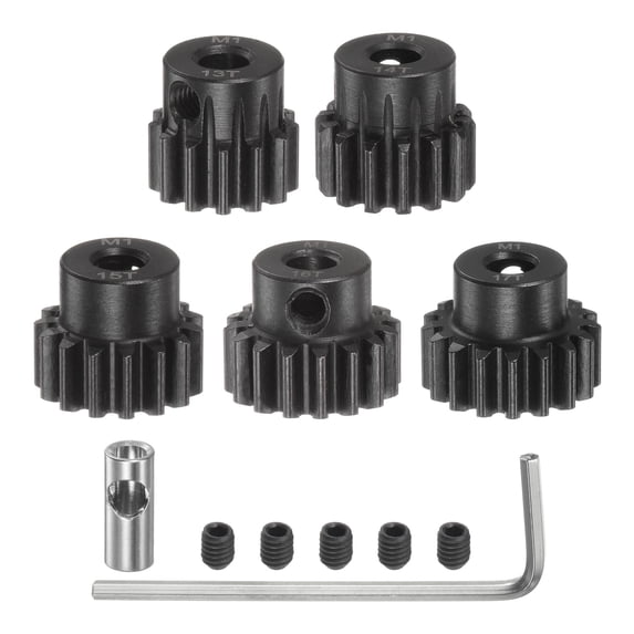 M1 Mod1 Pinion Gear Set 5mm Shaft 13T 14T 15T 16T 17T Motor Gears with 3.17mm Coupler for RC Car (5 Packs)
