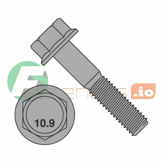 M10-1.5 x 25 mm Hex Flange Bolts / Non-Serrated / Grade 10.9 / Black Phosphate / DIN6921 (Quantity: 400 pcs)