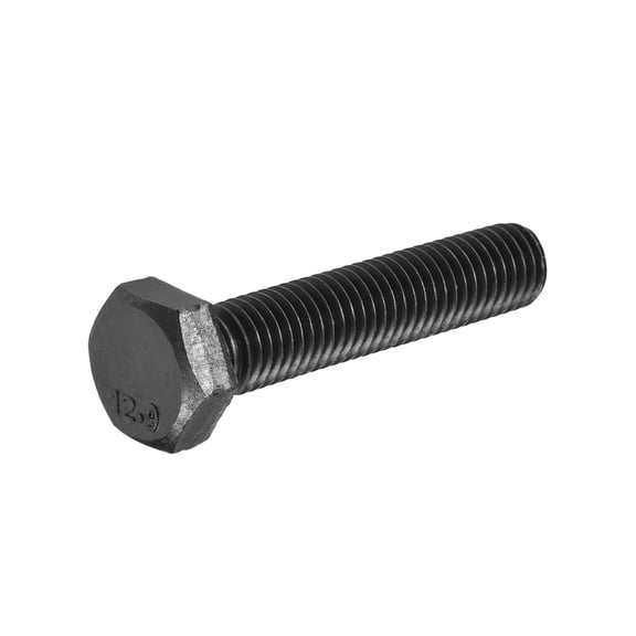 M10-1.5 x 50mm Left Hand Hex Head Bolt, Black Oxide Carbon Steel Reverse Fully Threaded  Fastener Screws Bolts for Machinery, Automobiles and Construction