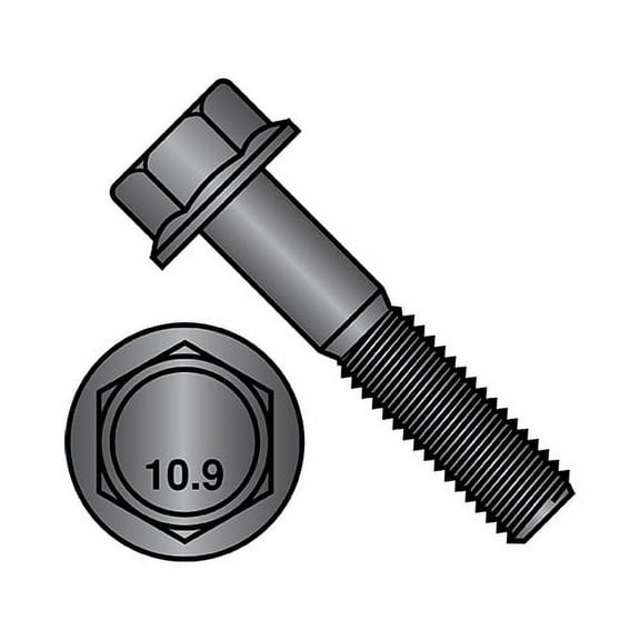 M10-1.5X50 DIN 6921 Class 10.9 Metric Flange Bolt Screw Non Serrated Black Phosphate (Pack Qty 300) BC-M1050BF10BP