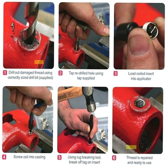 M10 15Pcs Metric Thread Repair Insert Kit M5 M6 M8 M10   Helicoil Car Pro Coil Tool  X 1.5