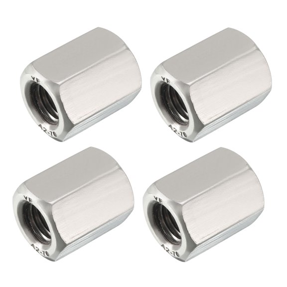 M10 22mm Length 304 Stainless Steel Metric Hex Coupling Nut, 4-Pack