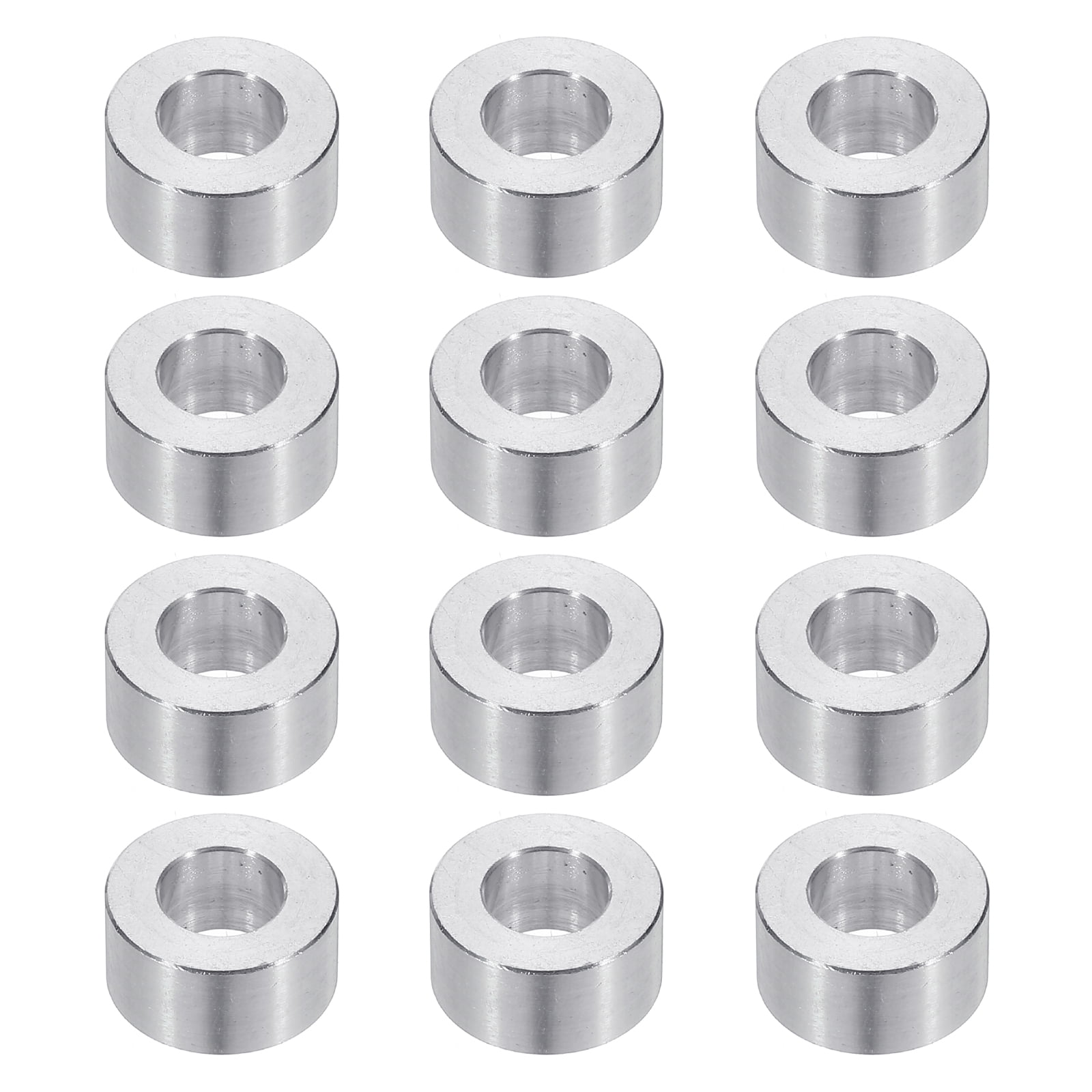 M10 Aluminum Spacers, 12pcs 3/8" x 3/4" Round Metal Spacers for 3/8 or M10 Screw Bolts, Unthreaded Standoff Bushing 3/8"L, 10.5x20x10mm