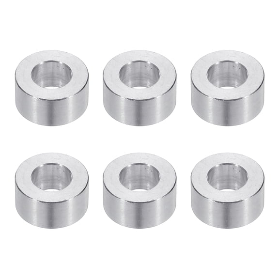 M10 Aluminum Spacers, 6pcs 3/8" x 3/4" Round Metal Spacers for 3/8 or M10 Screw Bolts, Unthreaded Standoff Bushing 3/8"L, 10.5x20x10mm