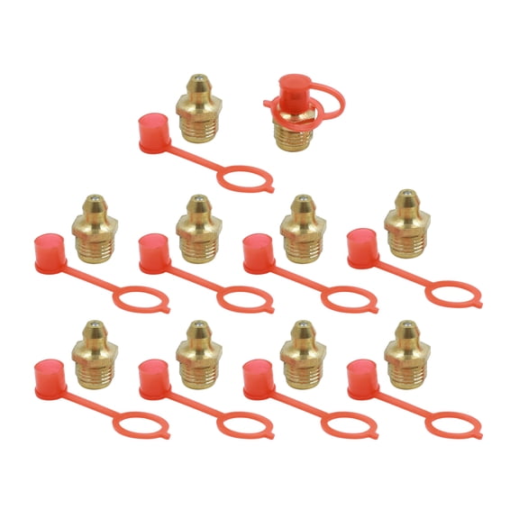 M10 Brass Thread Straight Grease Nipple Fittings w/ Rubber Dust Cap for Car 10 Set