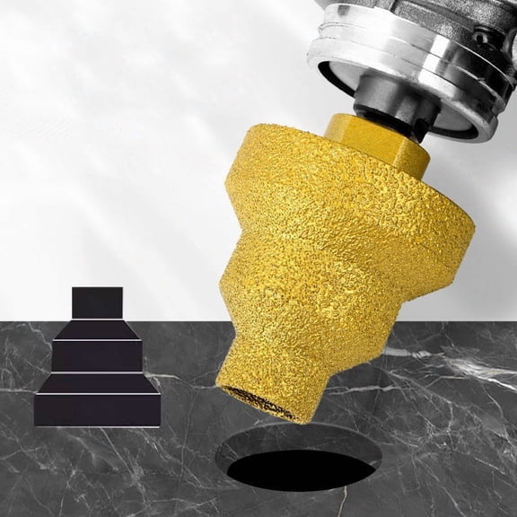 M10 Diamond Core Drill Bit Set, Heavy Duty Hole Saw for Tile Quartz Stone Marble, Drilling Enlarging Trimming Chamfering Tool, Compatible with Angle Grinder for Home Renovation, Gold