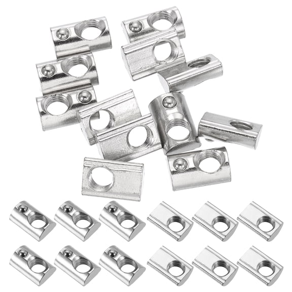 M10 Half Round Roll in Spring T Nuts 4545 Series Carbon Steel T Slot Spring Nuts Silver, 12 Pcs