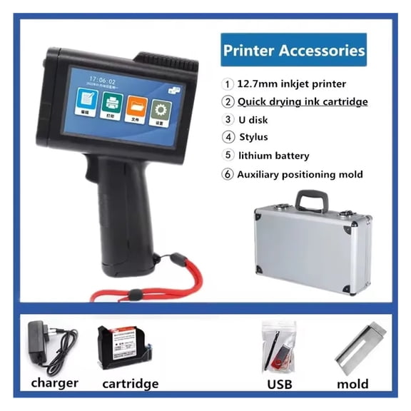 M10 Handheld Inkjet Printer Product Name Package Date Barcode QR Code LOGO Portable 600DPI Height 2-12.7mm Inkjet Printer