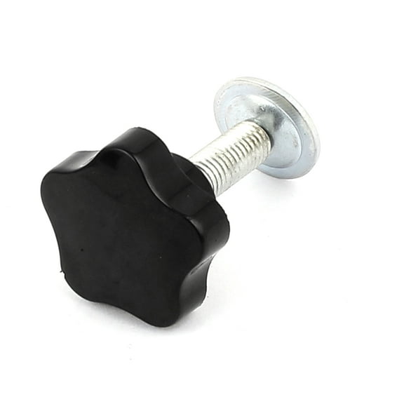 M10 Male Thread Plastic Star Shaped Head Screw Clamping Knob Grip Handle Black