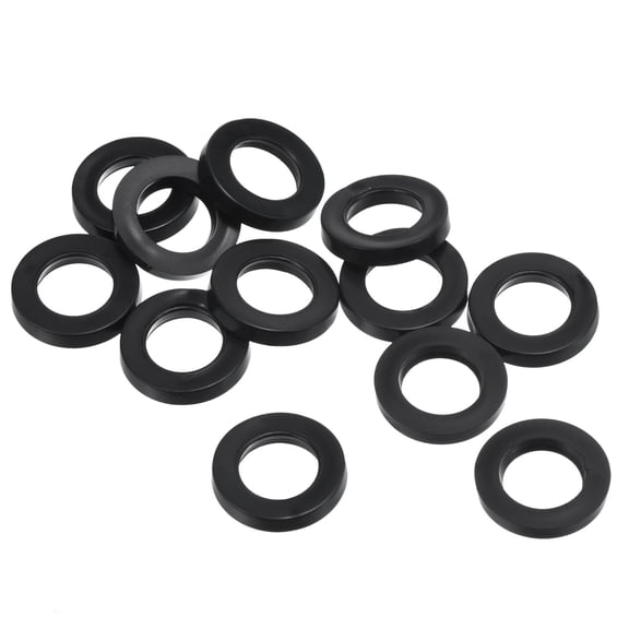 M10 Rubber Flat Washer, 12 Pack 10mm ID 16mm OD Sealing Spacer Gasket Ring for Faucet Pipe Fastener Bolt, Black