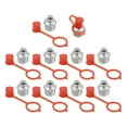 thumbnail image 1 of M10 Silver Tone Thread Straight Grease Nipple Fitting w/ Red Dust Cap for Car 10 Set, 1 of 6