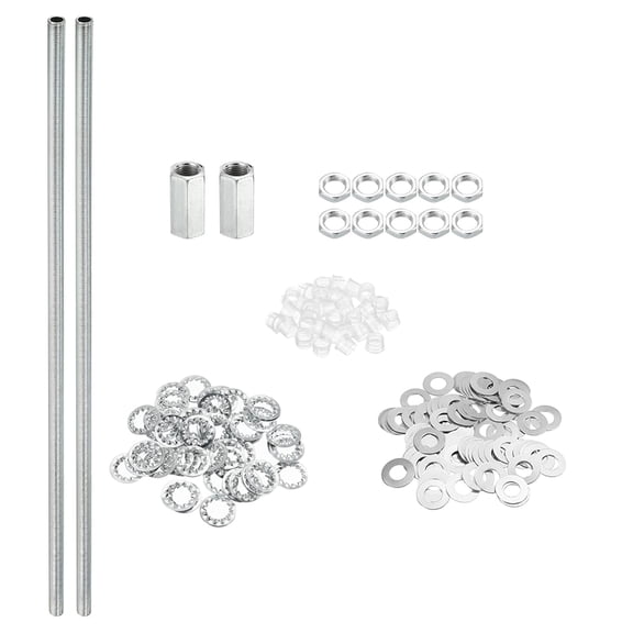 M10 Thread 16.54" Lamp Pipe Kit with Lock Nuts Washers, Fasteners Assortment Hardware for Chandelier Ceiling Light DIY, Zinc Plating