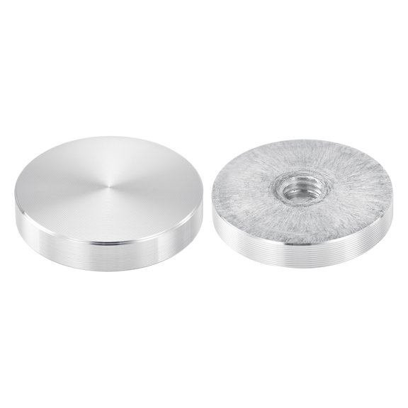 M10 Thread 40mm Diameter Round Shape Aluminum Disc Hardware 2pack, Aluminum Circle Disc Glass Top Adapter, Silver