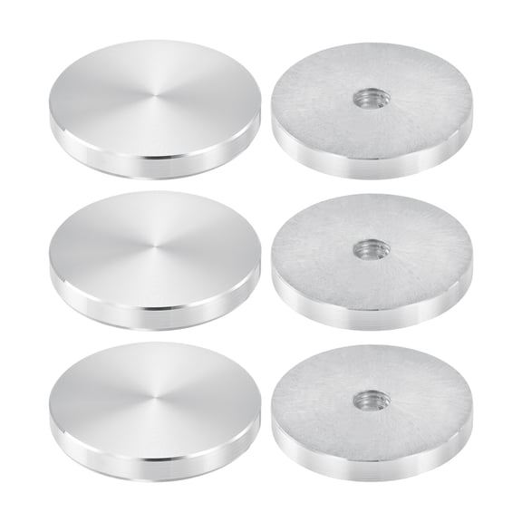 M10 Thread 50mm Diameter Round Shape Aluminum Disc Hardware 6pack, Aluminum Circle Disc Glass Top Adapter, Silver