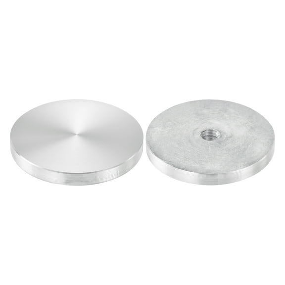 M10 Thread 60mm Diameter Round Shape Aluminum Disc Hardware 2pack, Aluminum Circle Disc Glass Top Adapter, Silver
