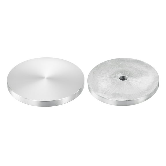 M10 Thread 80mm Diameter Round Shape Aluminum Disc Hardware 2pack, Aluminum Circle Disc Glass Top Adapter, Silver