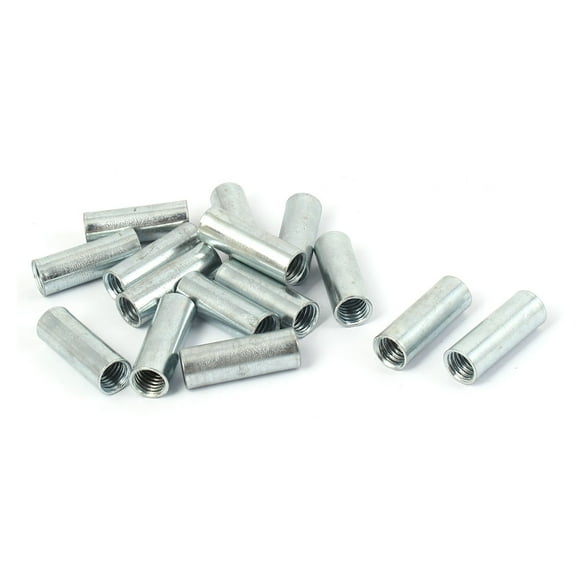 M10 Threaded Rod Bar Stud Round Coupling Connector Nuts Silver Tone 15 Pcs