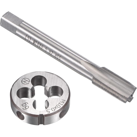 M10 x 0.5mm Metric Tap and Die Set, Machine Thread Screw Tap with Round Threading Die, Tap & Die Kit for Nut Screw Bolt Thread Repair