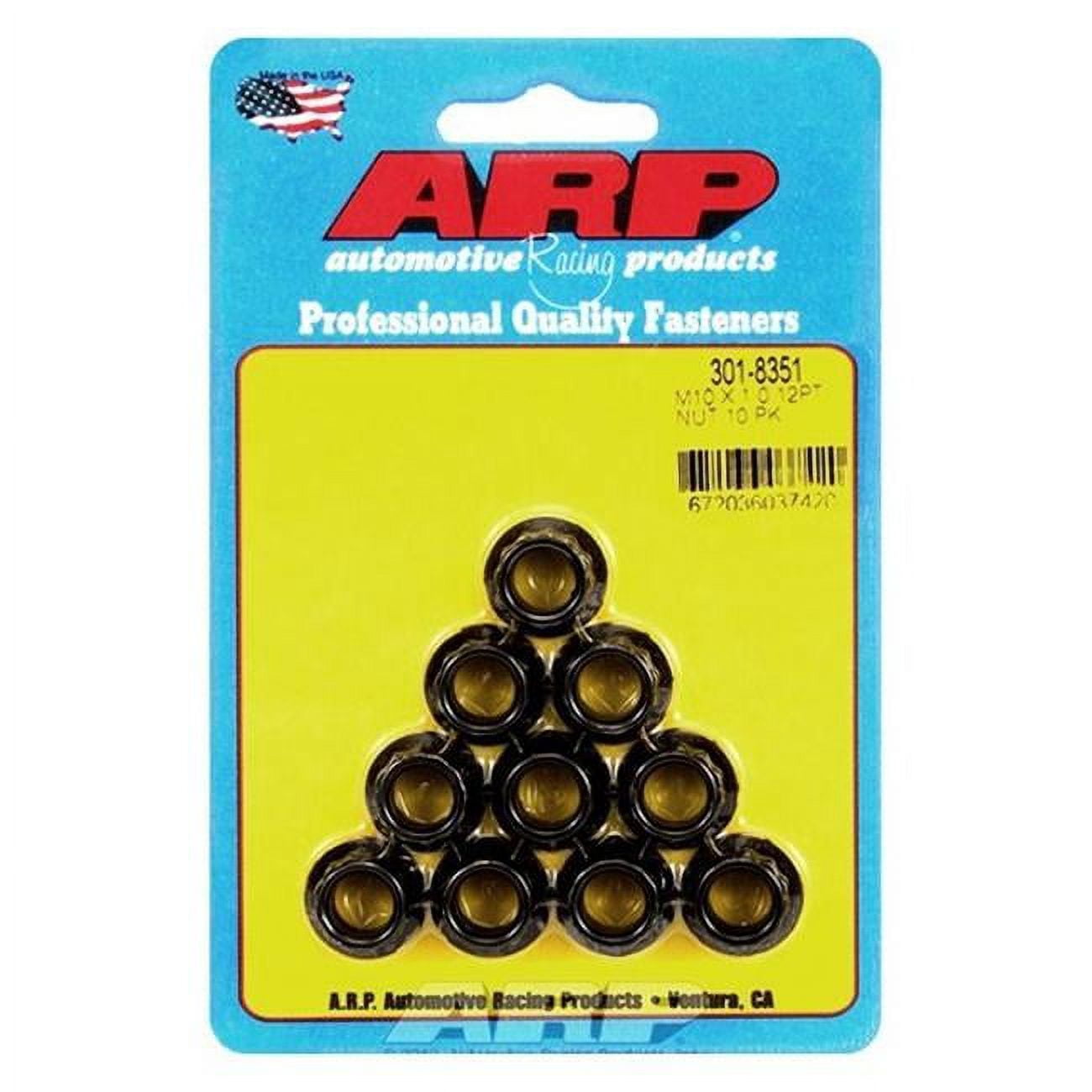 M10 x 1.00 mm Chrome Plated Black Metric 12 Point Flange Nut - 10 Piece