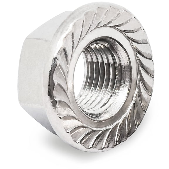 M10 x 1.0mm 304 Stainless Steel Serrated Flange Hex Lock Nuts,Non-Slip Lock Flange Nuts(5pcs)