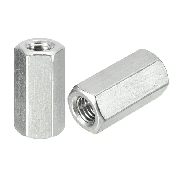 M10 x 1.5-Pitch 35mm Length Coupling Nuts, 4 Pack 304 Stainless Steel Metric Hex Rod Coupling Nuts