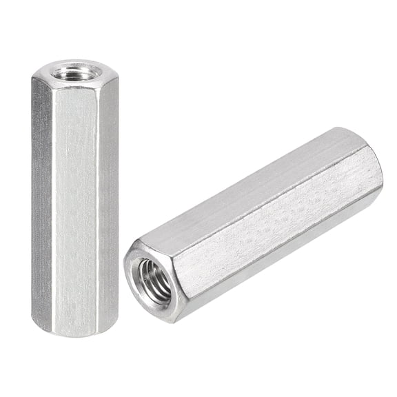 M10 x 1.5-Pitch 60mm Length Coupling Nuts, 4pcs 304 Stainless Steel Nuts