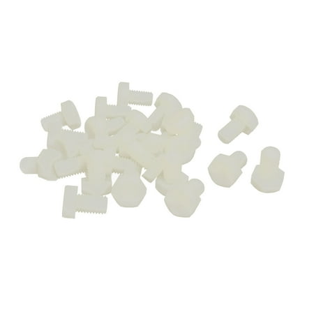 M10 x 15mm Full Thread Nylon Metric Hex Head Cap Screw Bolt Fastener 25 Pcs
