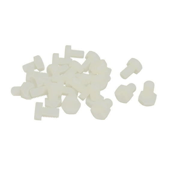 M10 x 15mm Full Thread Nylon Metric Hex Head Cap Screw Bolt Fastener 25 Pcs