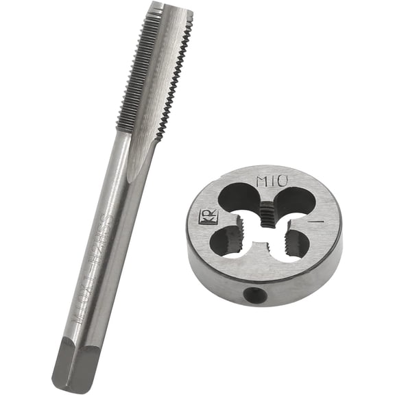 M10 x 1mm Tap and Die Set, High Speed Steel Metric Right Hand Thread Repair Kit, 2-Piece