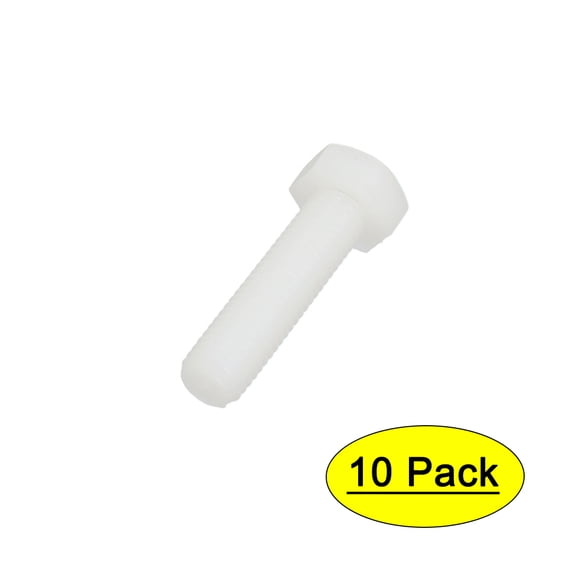 M10 x 40mm Full Thread Nylon Metric Hexagon Head Cap Screw Bolt 10 Pcs