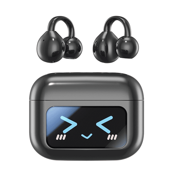 M100 LED Screen Anti-Loss Headphone AI Noise Reduction with HIFI Sound Bluetooth V5.4 Earphone Open Ear-Hook Earbuds,1 * Headphone,Black