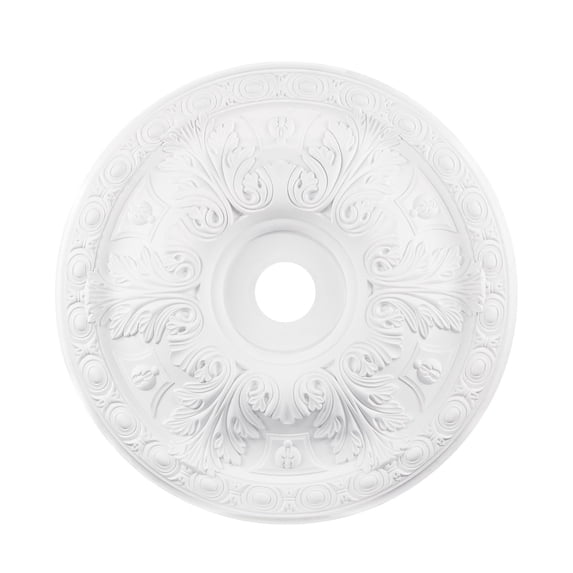 M1019WH-Elk Home-Pennington - Medallion in Traditional Style with Victorian and Vintage Charm inspirations - 3 Inches tall and 28 inches wide-White
