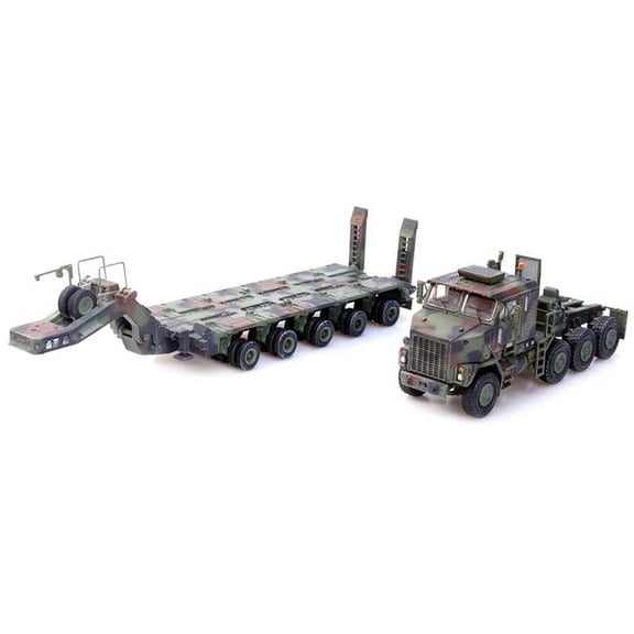M1070 Heavy Equipment Transporter Army Armor Premium Series 1 by 72 Scale Diecast Model, Camouflage