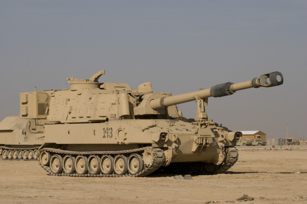 M109 Paladin a self-propelled 155mm howitzer Canvas Art - Terry MooreStocktrek Images (35 x 23)