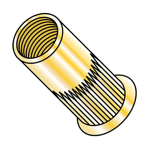 M10X1.50X3.56 Metric Thin Head Round Open-End Ribbed Rivet Nut Steel Zinc Yellow Zinc (Pack Qty 1,000) BC-LS-M103.56SY