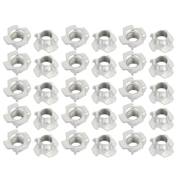 M10x10.5mm Four Pronged Tee Nuts Captive Blind Inserts 30pcs for Wood Furniture