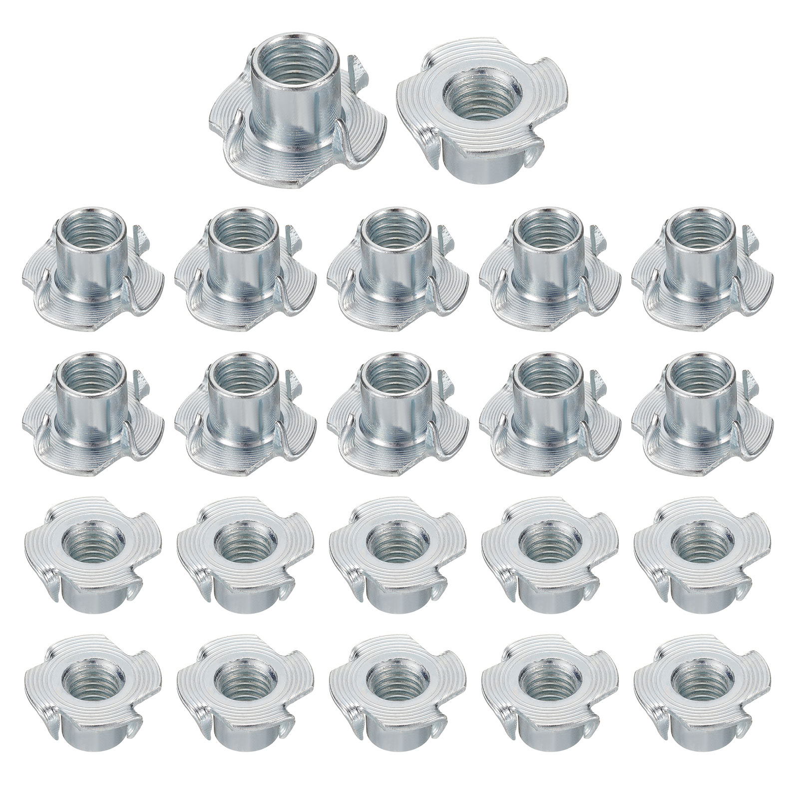 M10x12mm T-Nuts 4 Pronged 0.96" x 0.47" Tee Nut Carbon Steel Fully Thread 100packs