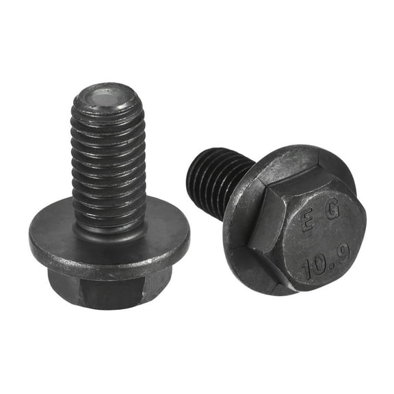 M10x20mm Hex Flange Bolts, 6 Pack 10.9 Grade Carbon Steel Hexagon Head Screws