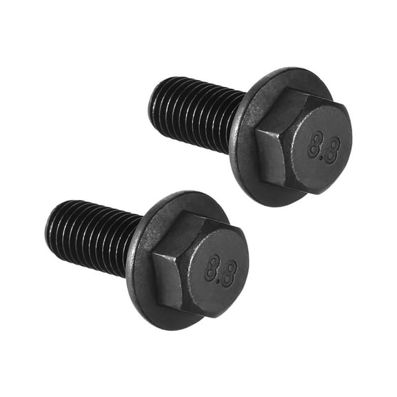 M10x25mm Hex Flange Bolts Left Hand Thread 8.8 Grade Black 2pcs