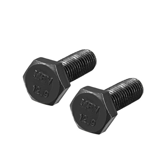M10x30mm Hex Bolts Left Hand Grade 12.9 Carbon Steel Black 2 Pack