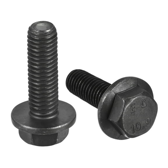 M10x30mm Hex Flange Bolts, 3 Pack 10.9 Grade Carbon Steel Hexagon Head Screws