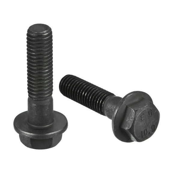 M10x40mm Hex Flange Bolts, 3 Pack 10.9 Grade Carbon Steel Hexagon Head Screws